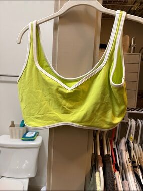 Lime Green Women's Sports Bralette with White Trim
